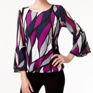 NEW PETITE SMALL ALFANI BELL SLEEVE BLOUSE LOT1590